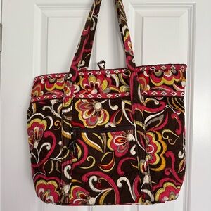 Vera Bradley Brown and Pink Quilted Tote Bag